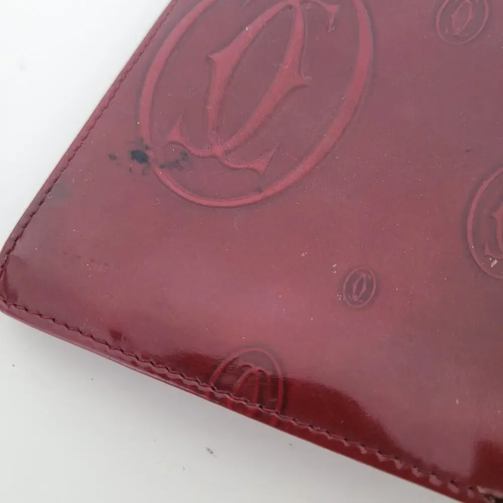Cartier Happy‎ Birthday Men's Bifold Leather Red Wallet Medium Card Bill Holder